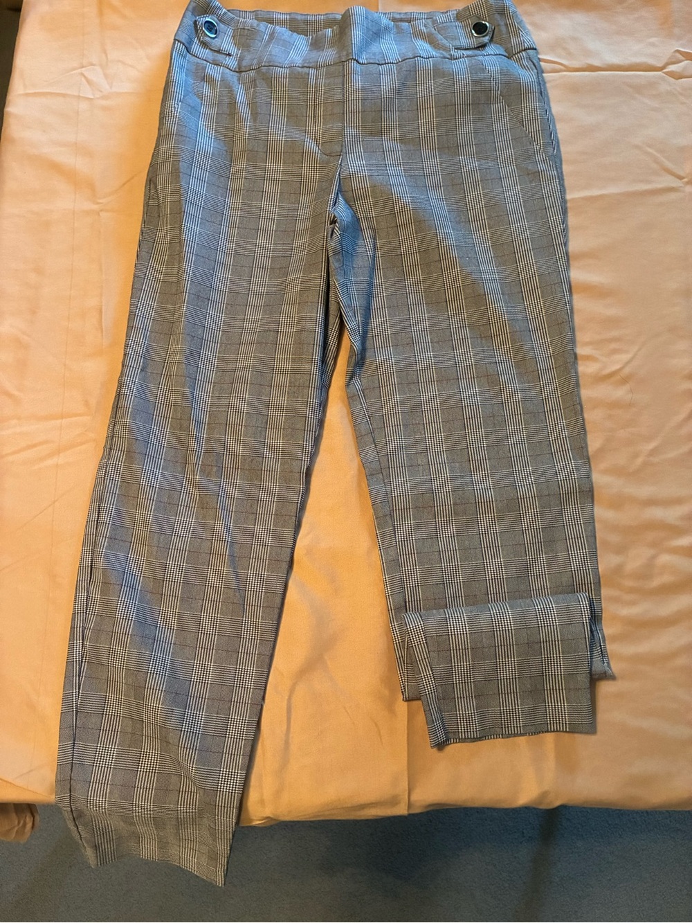 Women’s Black and Gray Plaid Dress Pants - Tailored Straight Fit